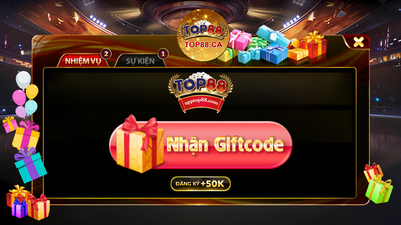 Luôn có cơ hội nhận Giftcode TOP88 từ những chương trình ưu đãi từ nhà cái